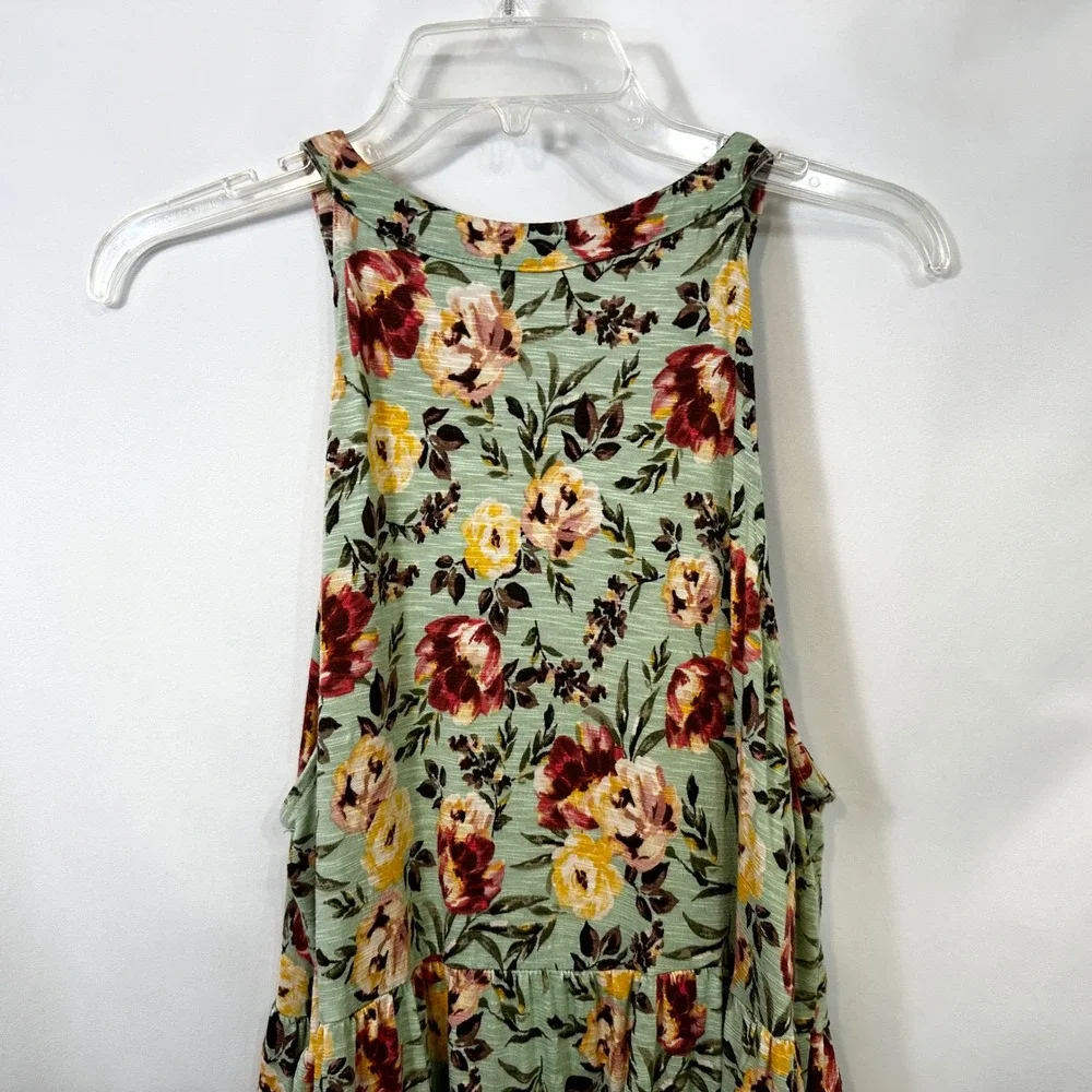 Torrid Super Soft Plus Size 3X Tank Top Green Floral Tiered Babydoll Swing 467 - Picture 8 of 10